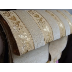 Tkanina stylowa pasy jasny ecri (żakardowo-szenilowa)